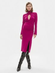 Pinko Sukienka koktajlowa Alpha 102367 A1DE Fioletowy Slim Fit. Fioletowe sukienki damskie Pinko, xs, bez wzorów, z wiskozy, wizytowe, bez kołnierzyka, bez ramiączek. Za 719.99 zł.