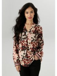 Aniston Bluzka w kolorze beżowo-brązowo-czarnym rozmiar: 44. Brązowe bluzki damskie Aniston, bez wzorów, z wiskozy, bez kołnierzyka, bez ramiączek. Za 104.89 zł.