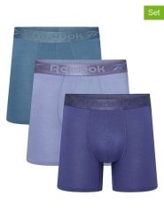 Reebok Bokserki (3 pary) "Brayan" w kolorze fioletowo-turkusowym rozmiar: S. Różowe bokserki męskie Reebok, bez wzorów. Za 81.95 zł.