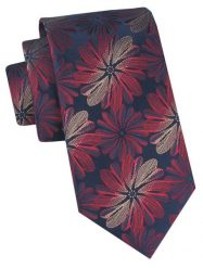 Klasyczny, Męski Krawat Alties - Czerwień i Granat, Duże Kwiaty. Czerwone krawaty i muchy męskie Alties, bez wzorów, z tkaniny, eleganckie. Za 49.00 zł.