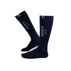 Skarpety jeździeckie Antarès Chaussettes Antares. Niebieskie skarpetki damskie ANTARES, bez wzorów, z bawełny. Za 99.50 zł.