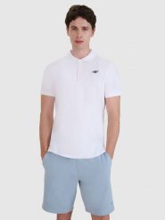 4F Koszulka polo regular męska - biała XXL. Białe koszulki polo męskie 4f, m, bez wzorów, z bawełny, bez ramiączek. Za 89.99 zł.