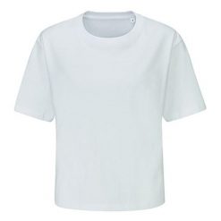 T-shirt Damski Ciężkiej Grubości Cropped. Białe t-shirty damskie MANTIS, bez wzorów, bez kołnierzyka. Za 69.99 zł.