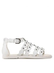 Geox Sandały J Sandal Karly Girl J3535D043BCC1000 S Biały. Białe sandały dziewczęce Geox, ze skóry, bez zapięcia. Za 329.99 zł.