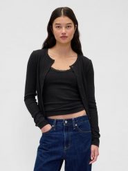 GAP Kardigan w kolorze czarnym rozmiar: S. Czarne kardigany damskie GAP, s, bez wzorów, prążkowane. Za 113.36 zł.