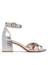 JENNY Sandały S4SH1725 Srebrny. Szare sandały damskie Jenny, bez wzorów, z materiału, bez obcasa, na słupku. Za 119.99 zł.