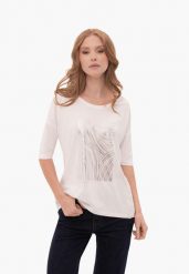 Luźna koszulka z nadrukiem, Comfort Fit, T-FEST. Białe t-shirty damskie Volcano, m, bez wzorów, z bawełny, bez ramiączek. Za 69.99 zł.