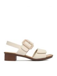 Rieker Sandały CEO-62663-61 Beżowy. Brązowe sandały damskie Rieker, bez wzorów, ze skóry, bez obcasa, na słupku. Za 299.99 zł.