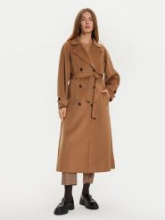 Tommy Hilfiger Płaszcz wełniany WW0WW45919 Brązowy Oversize. Brązowe płaszcze damskie Tommy Hilfiger, na zimę, l, bez wzorów, z syntetyku. Za 1,599.00 zł.