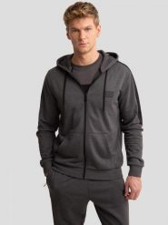 Bluza męska rozpinana z kapturem ciemnoszara Rubban 903. Szare bluzy sportowe męskie Big Star, bez wzorów, retro, bez kołnierzyka, bez ramiączek. W wyprzedaży za 229.99 zł.