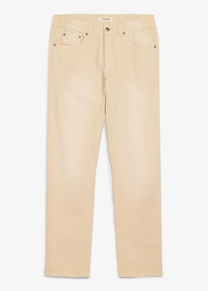 Lekkie jeansy regular fit z elastyczną wstawką w talii, z kolorowego denimu, straight. Brązowe jeansy męskie bonprix. Za 47.99 zł.