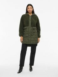 Vila Płaszcz pikowany "Vitone" w kolorze ciemnozielonym rozmiar: 38. Zielone płaszcze damskie Vila, bez wzorów. Za 204.96 zł.