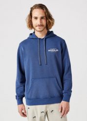 WRANGLER MĘSKA BLUZA GRAPHIC HOODIE NAVY 112350540 W671011976. Niebieskie bluzy bez kaptura męskie Wrangler, m. Za 199.99 zł.