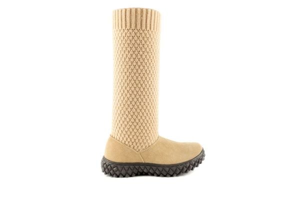 Kozaki Rock Crazy Horse Cream Mesh, Beż, Skóra naturalna /Materiał - 37. Brązowe kozaki damskie Rock Spring, z materiału, bez obcasa. W wyprzedaży za 71.10 zł.