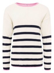 Zwillingsherz Sweter "Stripes" w kolorze kremowo-granatowym rozmiar: M. Brązowe swetry klasyczne damskie Zwillingsherz, m, z kaszmiru, bez kołnierzyka. Za 206.91 zł.