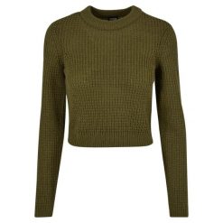 Sweter Damski Gofrowany Krótki. Zielone swetry klasyczne damskie Urban Classics, xl, bez kołnierzyka. Za 139.99 zł.