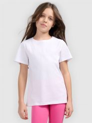 4F T-shirt gładki dziewczęcy - biały 152 (11-12 lat). Białe koszulki dziewczęce 4f, bez wzorów, z bawełny, bez ramiączek. Za 29.99 zł.