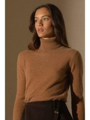 Perfect Cashmere Kaszmirowy golf "Ashley" w kolorze karmelowym rozmiar: XXL. Brązowe golfy damskie Perfect Cashmere, xxl, bez wzorów, z kaszmiru, bez ramiączek. Za 373.35 zł.