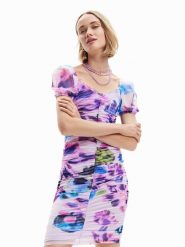 Desigual Sukienka codzienna MONSIEUR CHRISTIAN LACROIX June 23SWVK88 Fioletowy Slim Fit. Fioletowe sukienki damskie Desigual, na co dzień, s, bez wzorów, z syntetyku, bez kołnierzyka, bez ramiączek, proste. Za 269.99 zł.