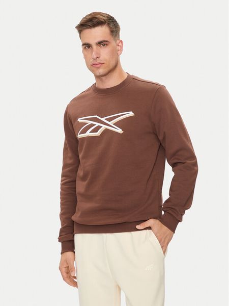 Reebok Bluza Vector Logo 100202412 Brązowy Regular Fit. Brązowe bluzy bez kaptura męskie Reebok, m, z bawełny. Za 129.99 zł.