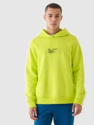 4F Bluza dresowa nierozpinana z kapturem męska - zielona L. Zielone bluzy sportowe męskie 4f, bez wzorów, z bawełny, sportowe, bez kołnierzyka, bez ramiączek. W wyprzedaży za 99.99 zł.