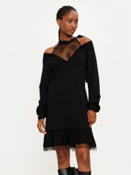 TWINSET Sukienka dzianinowa 242TP3020 Czarny Relaxed Fit. Czarne sukienki damskie Twinset, xs, bez wzorów, z dzianiny, bez kołnierzyka, bez ramiączek. Za 589.99 zł.