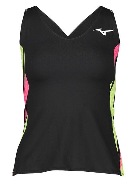 Mizuno Top funkcyjny w kolorze różowo-czarno-zielonym rozmiar: L. Czarne topy damskie Mizuno, l, bez wzorów, z materiału, bez ramiączek. Za 86.99 zł.