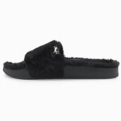 Klapki damskie Puma Leadcat 20 Ylm. Czarne klapki damskie Puma, bez wzorów, z materiału, bez obcasa. Za 291.00 zł.