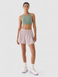 4F Spodenki treningowe szybkoschnące 4F x Anna Lewandowska - beżowe XL. Brązowe spodenki sportowe damskie 4f, s, z elastanu, na fitness i siłownię. W wyprzedaży za 119.99 zł.