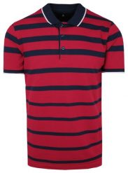 Koszulka POLO, Granatowo-Czerwona w Paski Casualowa, Krótki Rękaw, T-shirt -BARTEX. Czerwone koszulki polo męskie Bartex, l, bez wzorów, z bawełny, bez ramiączek. Za 159.00 zł.