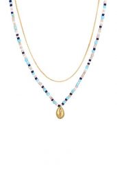 Elli Damski warstwowy, zawieszka muszlowa szklane koraliki kolorowe lato Trend w pozłacanym srebrze 925 Sterling Silver Naszyjniki 1 ct. Szare naszyjniki damskie Elli, na plażę, pozłacane. Za 249.89 zł.