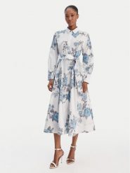 Marella Sukienka koszulowa Formica 2613221161 Błękitny Regular Fit. Niebieskie sukienki damskie Marella, bez wzorów, z bawełny, bez kołnierzyka, bez ramiączek, koszulowe. Za 1,569.00 zł.