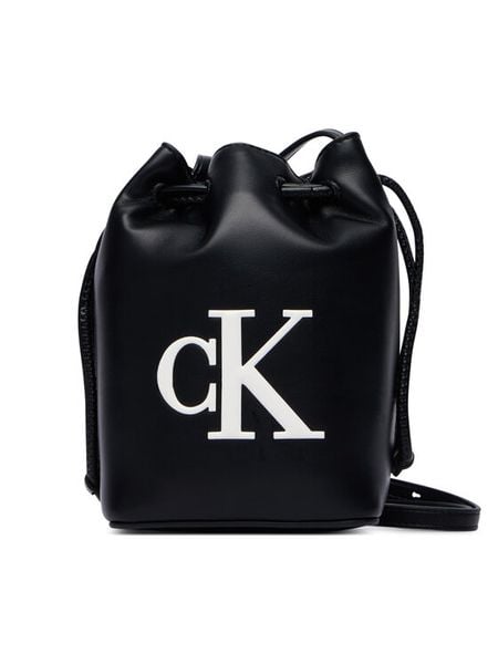 Calvin Klein Torebka Bold Ck Mini Bucket Crossbody LV04F3870G Czarny. Czarne listonoszki damskie CALVIN KLEIN, bez wzorów, ze skóry, bez dodatków. Za 309.99 zł.