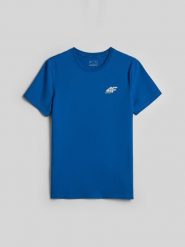 4F T-shirt slim gładki męski - niebieski XXL. Niebieskie t-shirty męskie 4f, m, bez wzorów, z bawełny, bez kołnierzyka. Za 69.99 zł.