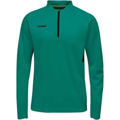 Hummel Tech Move Bluza męska 1/4 zip z kapturem, zielona, L. Zielone bluzy z kapturem męskie HUMMEL, l, z elastanu. Za 232.99 zł.