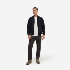 Bluza na zamek męska Domyos fitness. Czarne bluzy bez kaptura męskie DOMYOS, bez wzorów, z materiału, sportowe, bez kołnierzyka, bez ramiączek. W wyprzedaży za 69.99 zł.