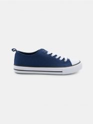 Sznurowane trampki - granatowy. Niebieskie trampki i tenisówki męskie Sinsay, bez wzorów, bez zapięcia. Za 29.99 zł.