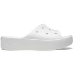 Klapki plażowe damskie Crocs Classic Platform Slide. Białe klapki damskie Crocs, bez wzorów, bez obcasa. Za 142.99 zł.