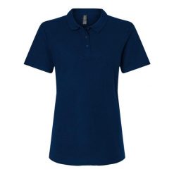 Damska Koszulka Polo Pique Soft Touch. Niebieskie bluzki sportowe damskie Gildan, s, bez wzorów, bez ramiączek. Za 59.99 zł.