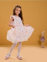 Sukienka babydoll z ozdobnymi falbankami - wielobarwny. Sukienki dziewczęce Sinsay, bez wzorów, bez ramiączek. Za 32.99 zł.