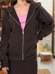 Rozpinana bluza z kapturem oversize - brązowy. Brązowe bluzy z kapturem damskie Sinsay, l. Za 49.99 zł.