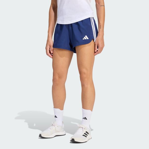 Szorty treningowe Pacer Workout Woven High Rise. Białe spodenki sportowe damskie Adidas, bez wzorów, sportowe. Za 149.00 zł.