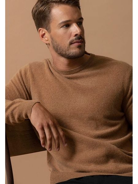 Perfect Cashmere Kaszmirowy sweter "Blake" w kolorze jasnobrązowym rozmiar: S. Brązowe swetry męskie Perfect Cashmere, s, bez wzorów, z kaszmiru, bez kołnierzyka. Za 392.52 zł.