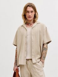 Jack & Jones Komplet koszula i szorty materiałowe Tyson 12297649 Beżowy Relaxed Fit. Brązowe koszule męskie Jack & Jones, l, bez wzorów, z bawełny, bez kołnierzyka, bez ramiączek. Za 209.99 zł.