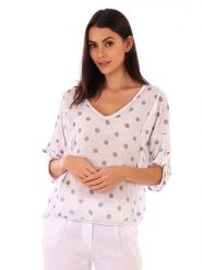 Lin Passion Lniana koszulka w kolorze białym rozmiar: 40/42. Białe bluzki damskie Lin Passion, bez wzorów, ze lnu, bez kołnierzyka. Za 121.99 zł.