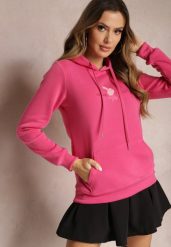 Różowa Ocieplona Bluza z Kapturem Ozdobiona Naszywką i Napisem Eirellia. Czerwone bluzy z kapturem damskie Renee, l, z dzianiny. Za 79.99 zł.