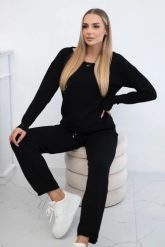 Komplet sweterkowy Bluza + Spodnie czarny. Czarne bluzy bez kaptura damskie KESI, bez wzorów, z poliesteru, eleganckie, plus size. Za 297.97 zł.