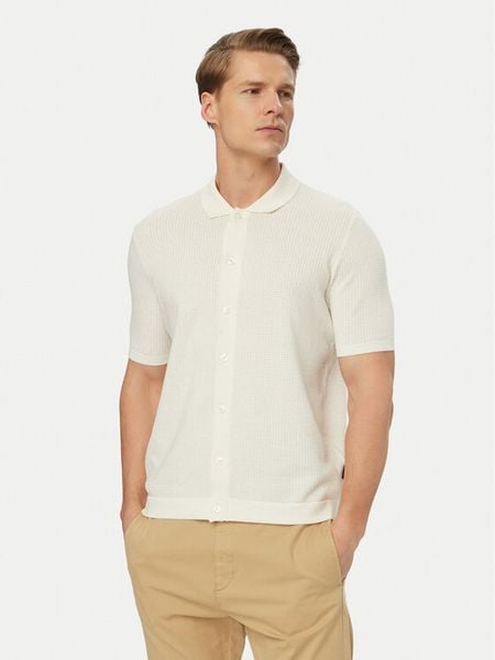 Bugatti Koszula 7100-15536E Biały Regular Fit. Białe koszule męskie Bugatti, l, bez wzorów, z syntetyku, bez kołnierzyka, bez ramiączek. Za 469.99 zł.