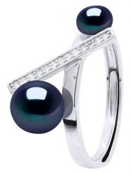 Pearl Addict Srebrny pierścionek z perłami rozmiar: onesize. Niebieskie pierścionki damskie Pearl Addict, z cyrkonią, srebrne. Za 254.74 zł.
