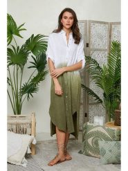 Lin Passion Lniana sukienka w kolorze khaki rozmiar: 40/42. Brązowe sukienki damskie Lin Passion, bez wzorów, ze lnu, klasyczne, bez kołnierzyka, bez ramiączek, maxi. Za 311.12 zł.
